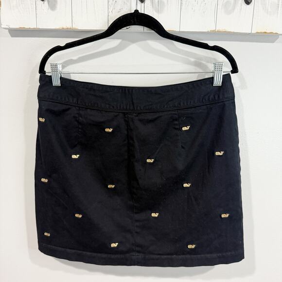 Vineyard Vines Whale Embroidered Mini Skirt Navy Gold Whales Size 10 - Picture 3 of 4